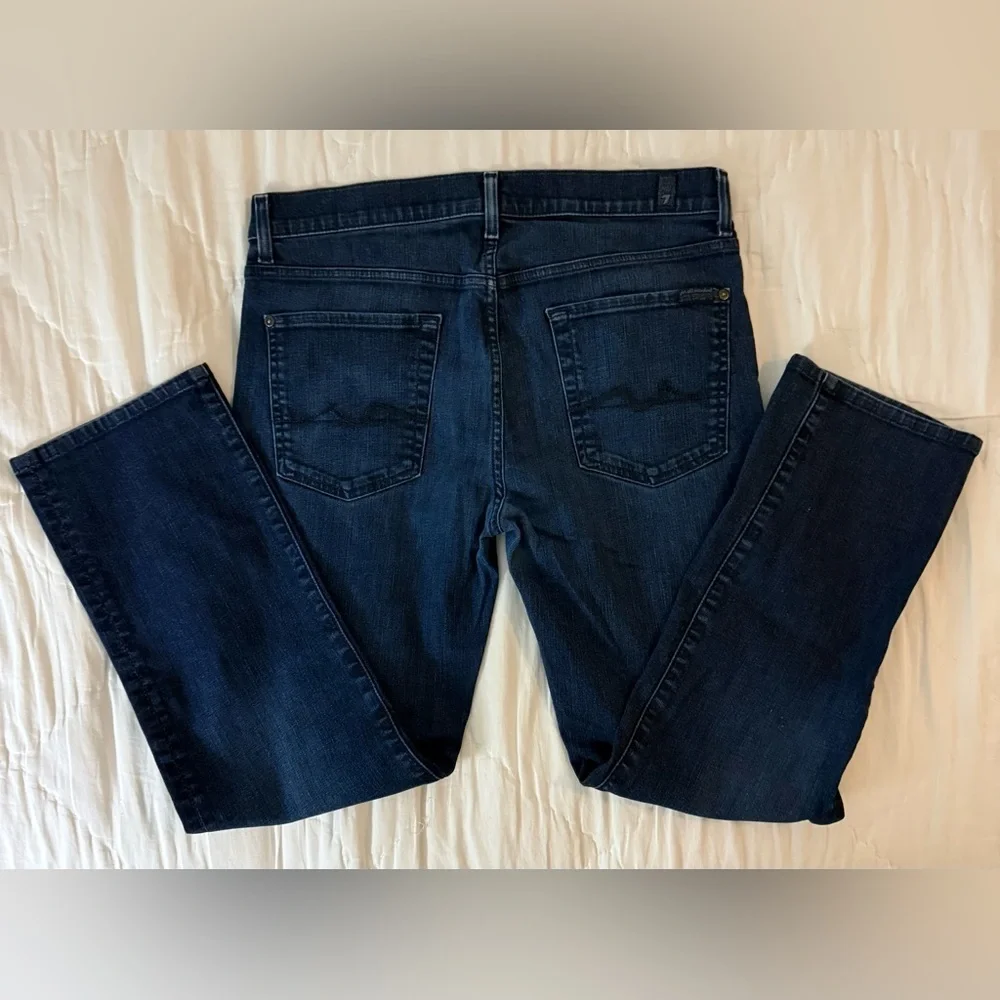7 For All Mankind Slimmy Men’s Jeans 34x28 Dark Wash Slim Straight Fit Denim